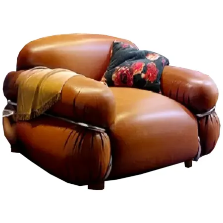 Tekkashop MLLC8120 Sausage Clamp with Metal Ring Inspired Style PU Leather Molded Foam Single Seater Lounge Chair (Pre-Order)