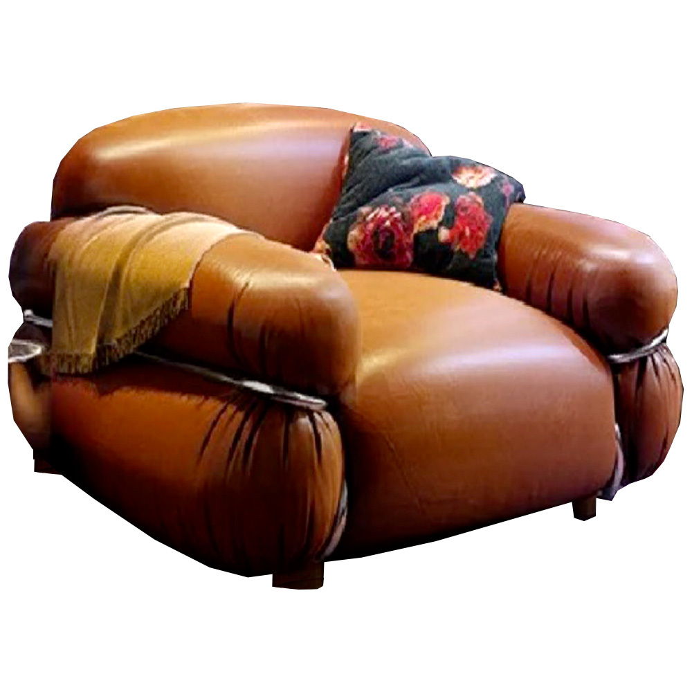 Tekkashop MLLC8120 Sausage Clamp with Metal Ring Inspired Style PU Leather Molded Foam Single Seater Lounge Chair (Pre-Order)