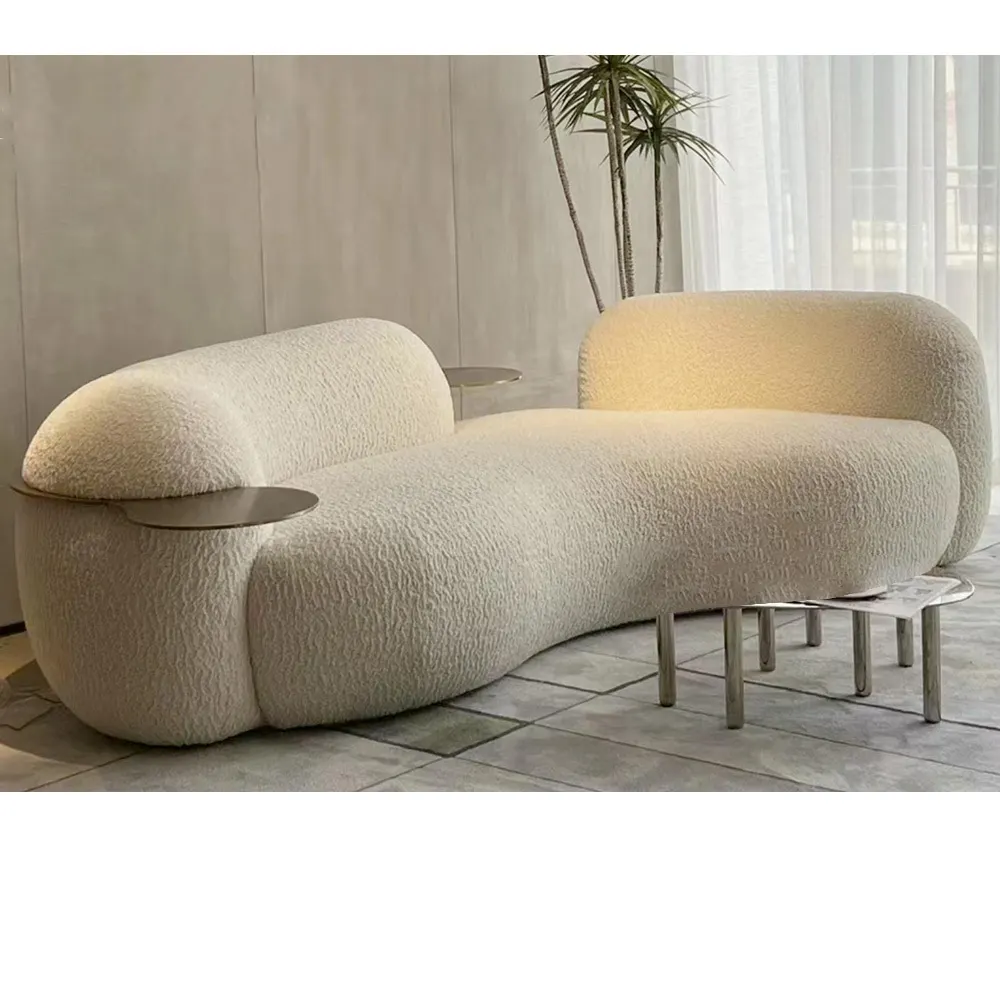 Tekkashop MLSF2308 Hotel Spec Bean Inspired Shaped 4 Seater Fabric Cushion Designer Lounge Sofa (Pre-Order) - Image 2