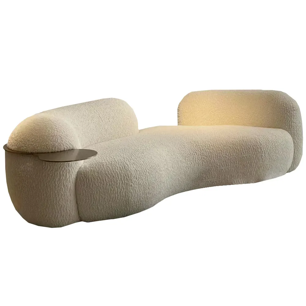 Tekkashop MLSF2308 Hotel Spec Bean Inspired Shaped 4 Seater Fabric Cushion Designer Lounge Sofa (Pre-Order)