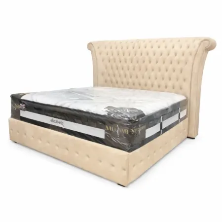 NOTTI NTBFS14 England Style Pet Friendly Fabric Chesterfield Crown Shaped Headboard Divan Bedframe