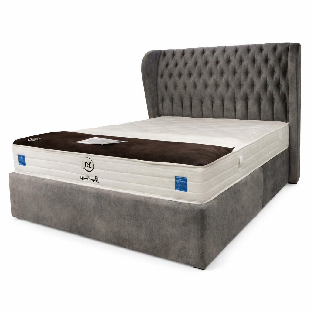 NOTTI NSBF13 England Edward Normal Style Pet Friendly Fabric Chesterfield Button-Tuff Headboard Divan Bedframe