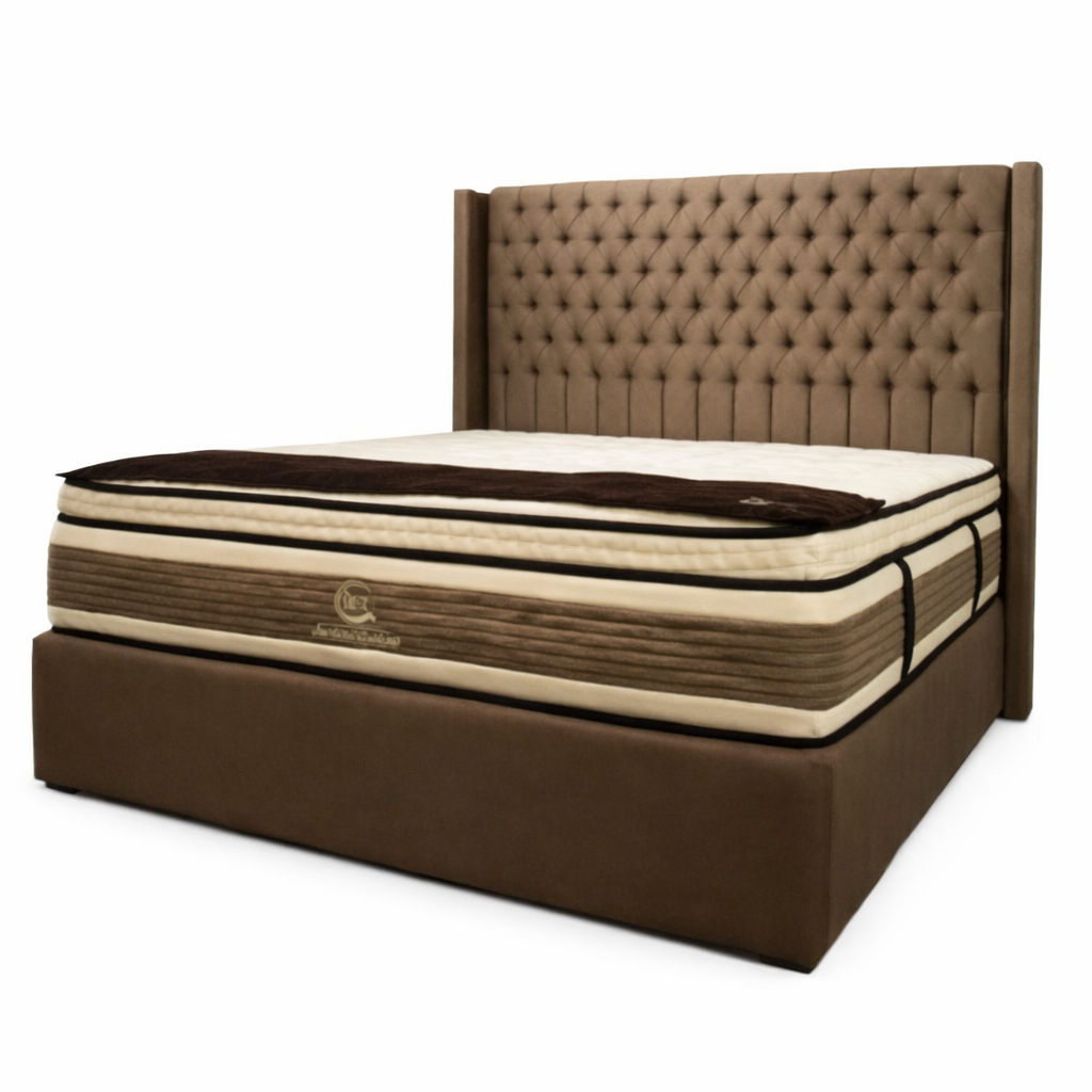 NOTTI NSBF11 England Edward Neat Style Pet Friendly Fabric Chesterfield Button-Tuff Headboard Divan Bedframe
