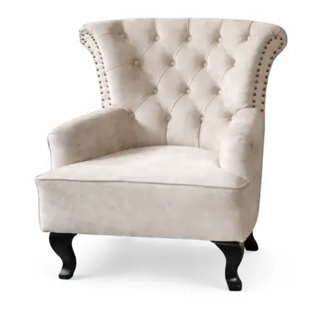 NOTTI NTDC02 England Style Classical Pet Friendly Fabric Chesterfield Button-Tuff Big Ears Shaped Single Seater Lounge Sofa Chair Armchair
