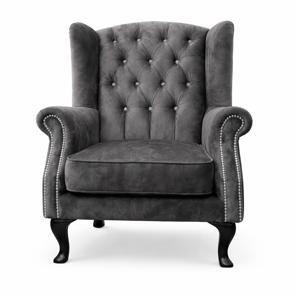 NOTTI NTDC03 England Style Classical Pet Friendly Fabric Low Back Chesterfield Button-Tuff Single Seater Lounge Sofa Chair Armchair