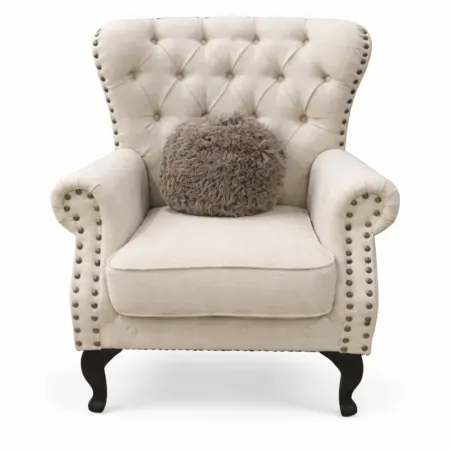 NOTTI NTDCB1 England Style Premium Pet Friendly Fabric Chesterfield Single Seater Lounge Sofa Chair Armchair with Button-tuff Armrest