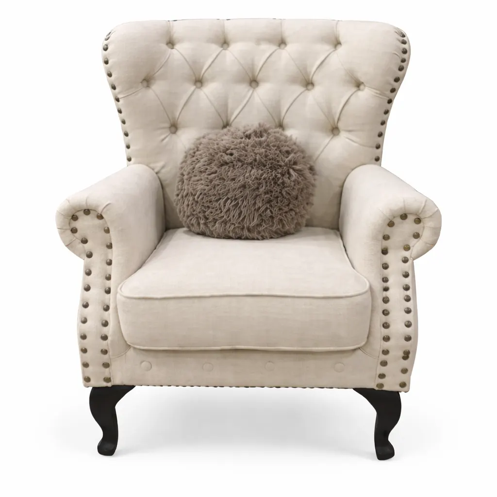 NOTTI NTDCB1 England Style Premium Pet Friendly Fabric Chesterfield Single Seater Lounge Sofa Chair Armchair with Button-tuff Armrest